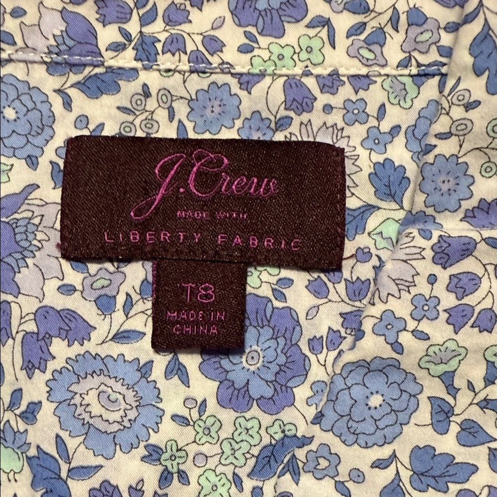 J. Crew made with  Liberty Fabric Blue Floral Women's Button Down Shirt T8 - Picture 7 of 14